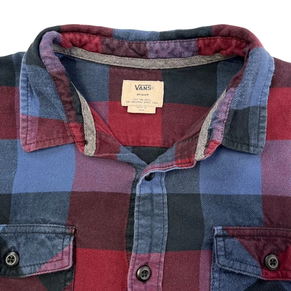 Vans Teen Youth Flannel Button Down Shirt, Vans Young Teen Maroon Flannel 478